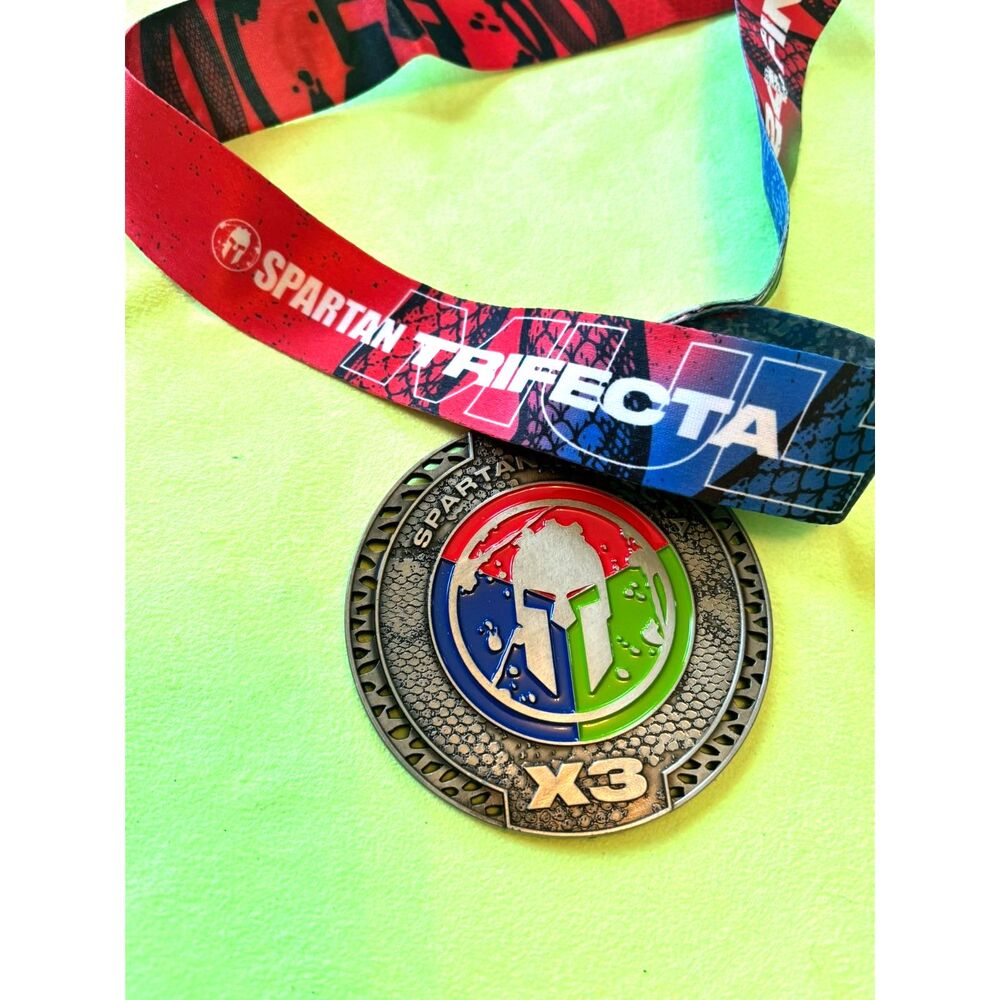 2024 Spartan X3 Trifecta Achievement Medal 4" Original Ribbon